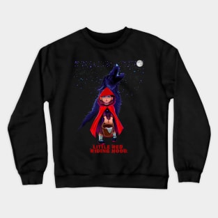 Little Red Riding Hood with Wolf at Moon Night Crewneck Sweatshirt